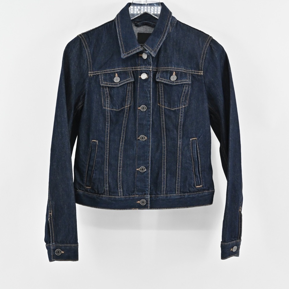 Banana Republic Embroidered Tiger Jean Jacket Womens Size XS Denim Button Patch - Picture 2 of 12
